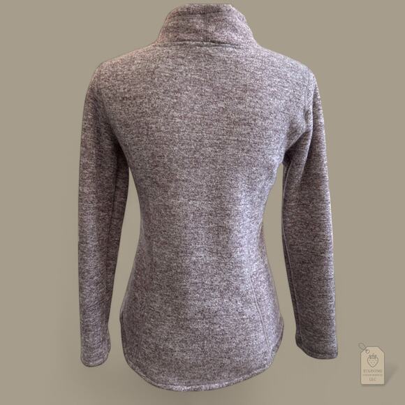 Sherpa Lined 1/4 Snap Fleece Pullover Sweater Heather Lavender Purple S - Picture 4 of 7